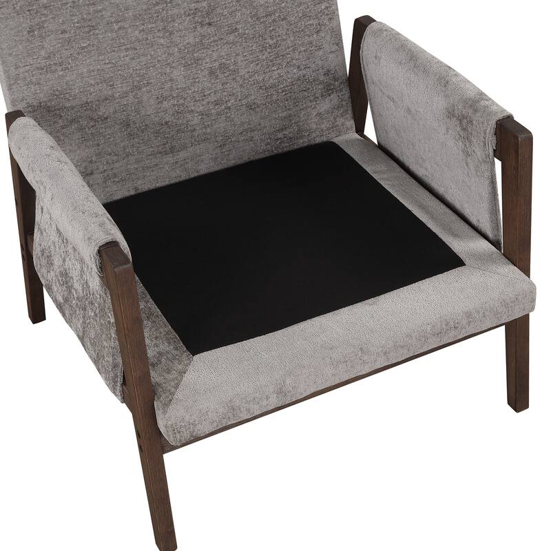 Mid-Century Velvet Accent Chair, Modern Leisure Chair with Solid Wood Leg and Thick Seat Cushion for Living Room, Bedroom