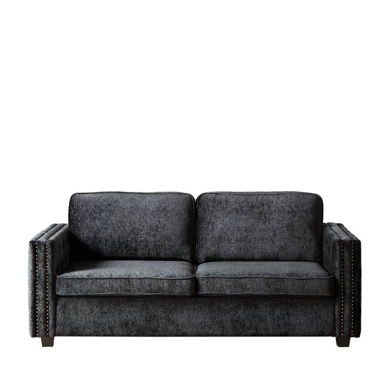 3-Seater Convertible Sleeper Sofa with Memory Foam - Chenille Fabric Couch for Living Rooms