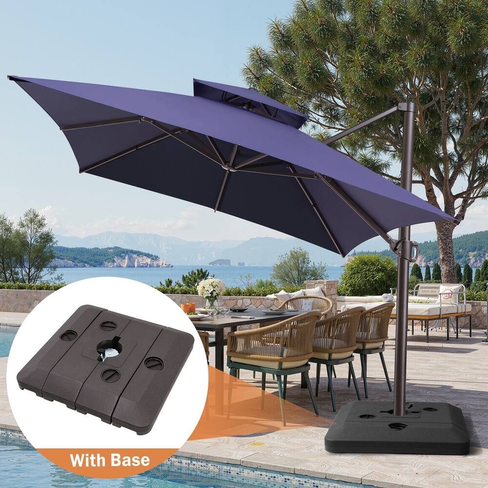 Outdoor 10X13 FT Dual Top Patio Cantilever Umbrella with Offset Base
