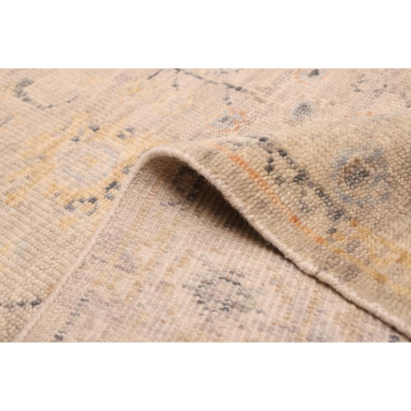 ECARPETGALLERY Hand-knotted Modern Oushak Light Grey Wool Rug - 4'1 x 5'9