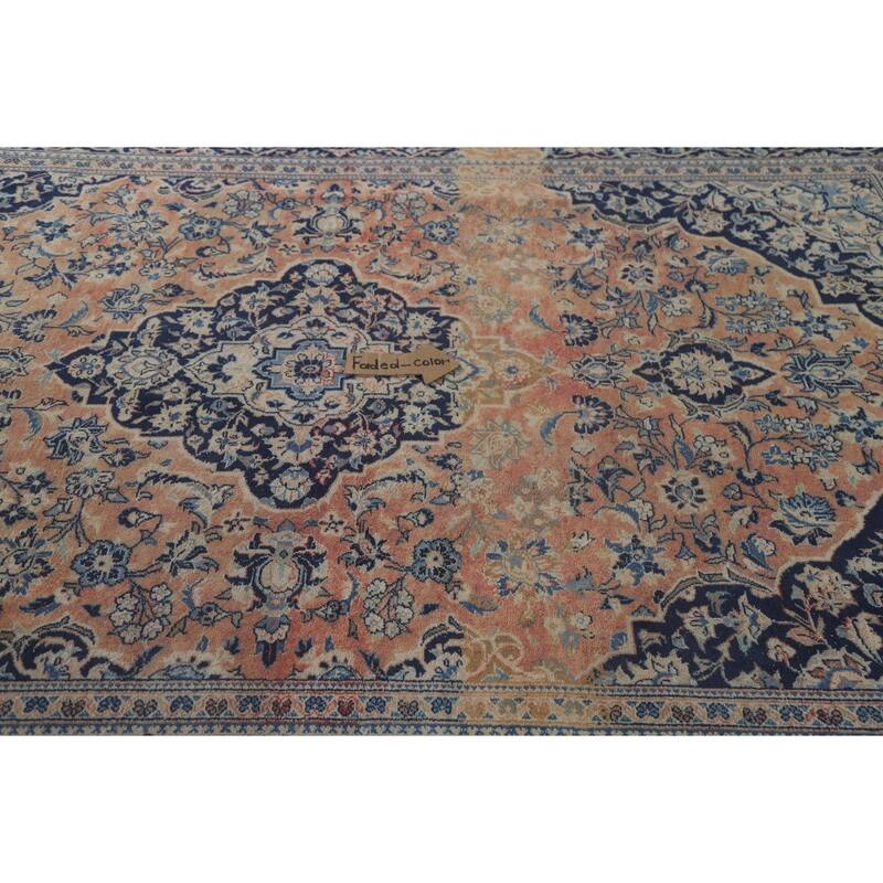 Hand Knotted Oriental 100% Wool Carpet Traditional Floral Oranges & Rust Mashad Area Rug - 9' 11'' X 6' 6''