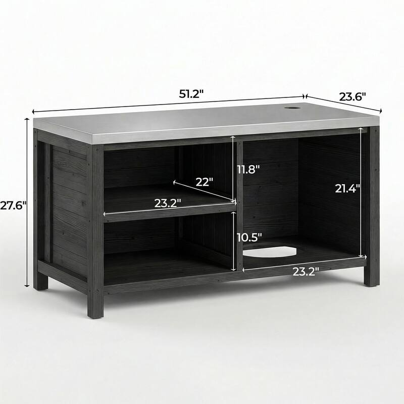 Modular Outdoor Kitchen Island Set, 100% Solid Wood BBQ Cabinet , Patio Kitchen Bar Table