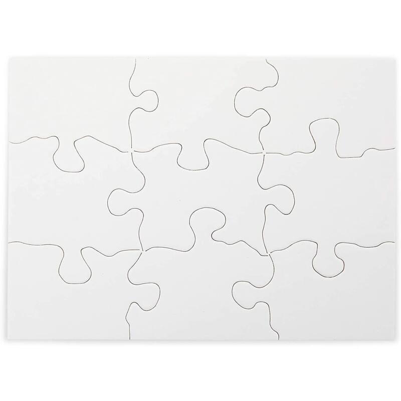 24 Sheets of Blank Puzzles to Draw On with 9 Jigsaw Pieces Each for DIY