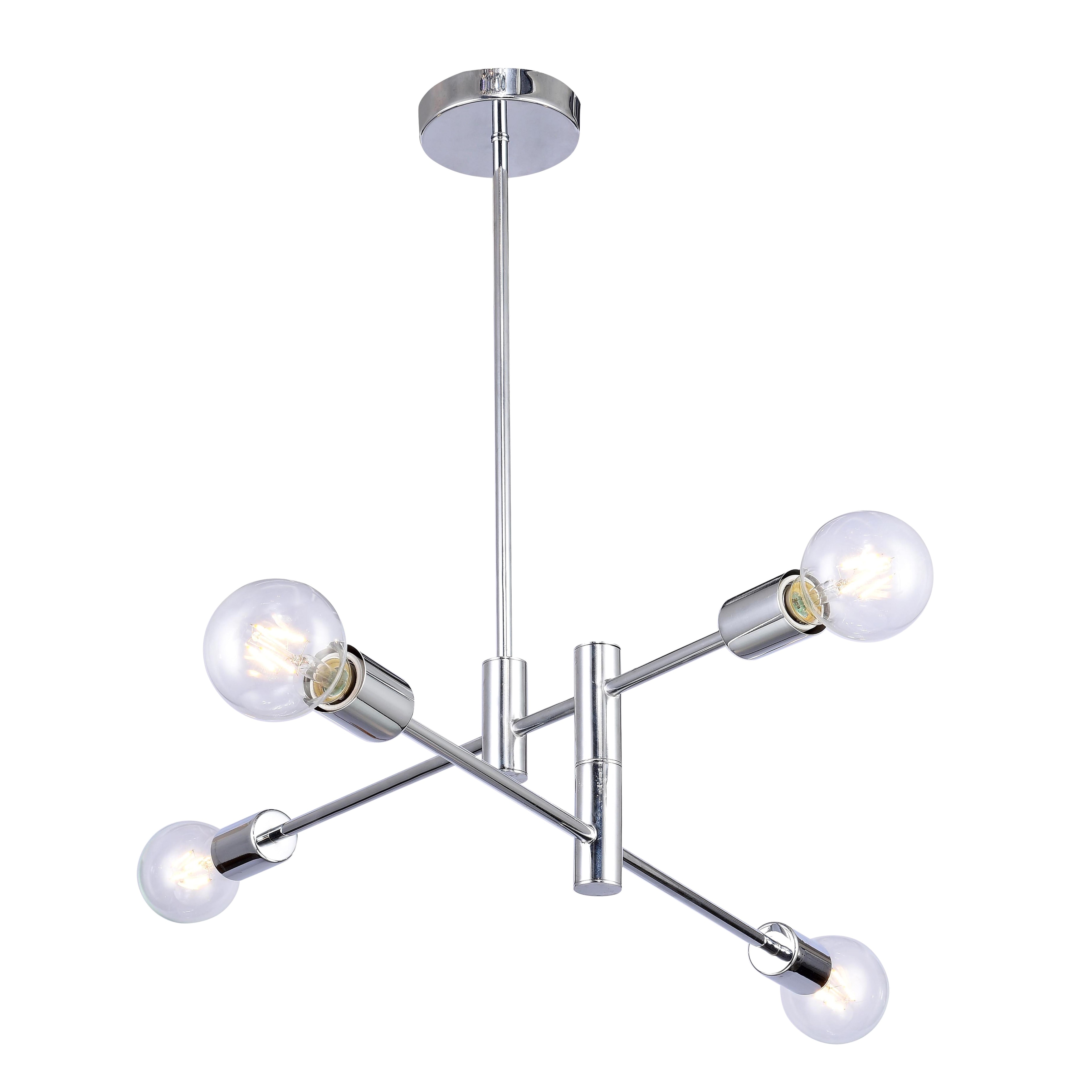 Modern 4 Light Chrome Metal Chandelier