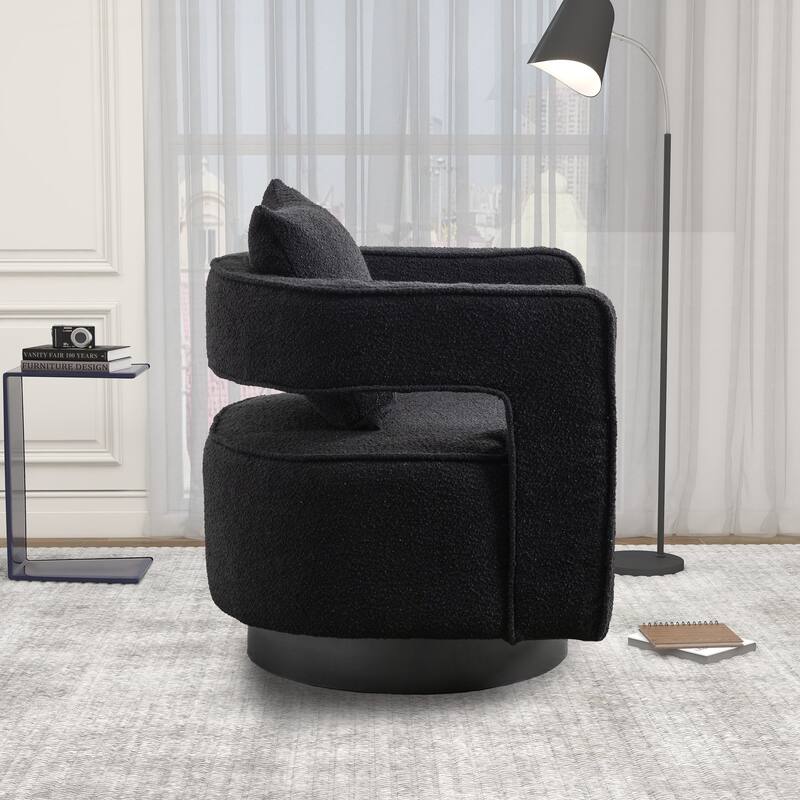 Swivel Accent Open Back Chair Modern Comfy Sofa Chair With Base For Nursery Bedroom Living Room Hotel Office