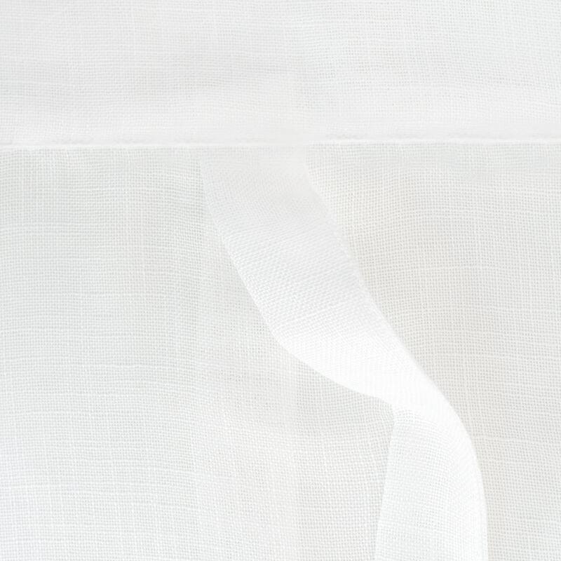 DriftAway Solid Color Linen Textured Slub Sheer with Pom Pom Trim Tie Up Adjustable Balloon Rod Pocket Window Curtains