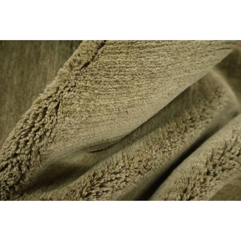 Hand Knotted Oriental 100% Wool Carpet Modern Abstract Green Nepalese Area Rug - 5' 0'' X 3' 0''