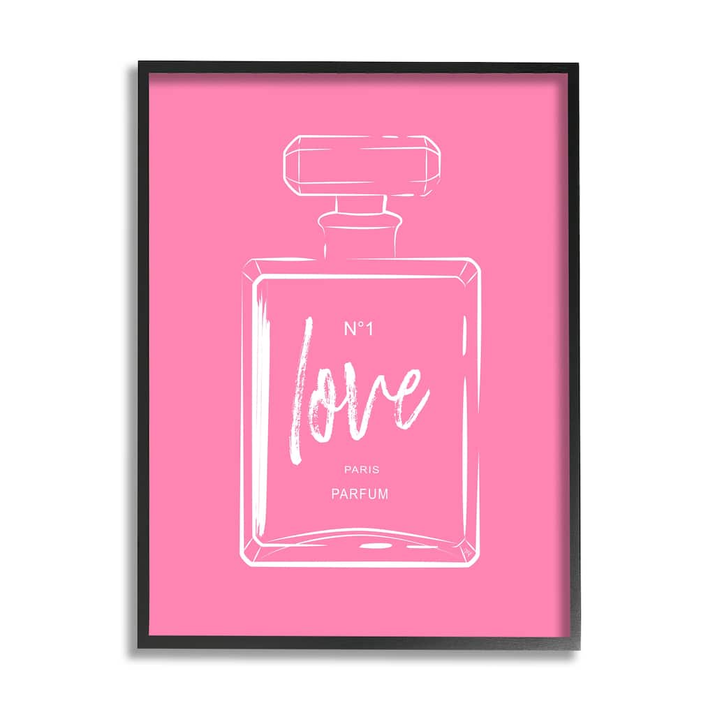 Stupell Casual Glam Perfume Bold Pink Love Calligraphy Framed Wall Art, Design by Martina Pavlova