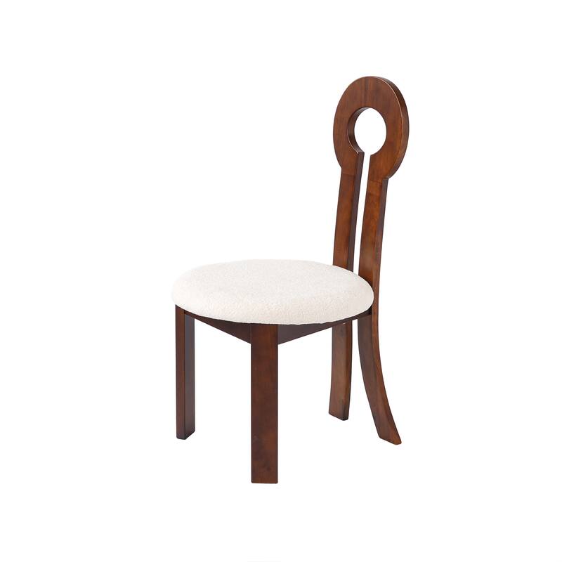 Vintage Rubber Solid Wood Dining Chair, Sheep Plush Dining Chair, Armless Dining Chair(Set Of 2)