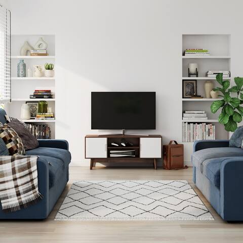 Nathan James Wesley Scandinavian TV Stand Media Console with Cabinet Doors - 42 inches