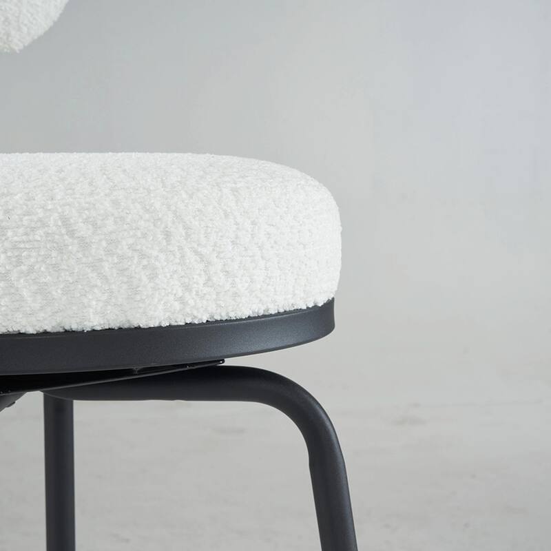 Modern Swivel Bar Stools Set of 2, Boucle Upholstered Counter Height Bar Chairs