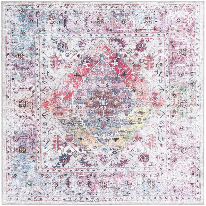 Traditional Tira Collection Area Rug - 5' Square - Multi