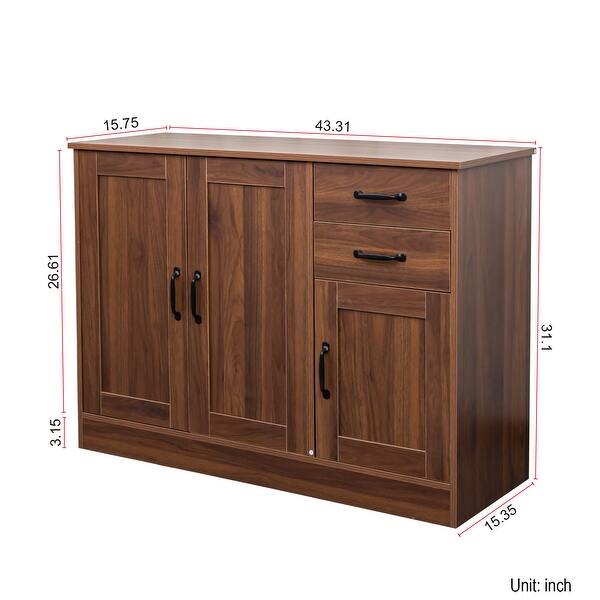 dimension image slide 0 of 2, Modern Wood Buffet Sideboard with 2 doors & 1 Storage and 2 drawers -Entryway Serving Storage Cabinet Doors