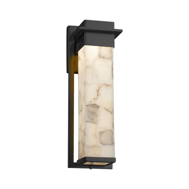 Justice Design Alabaster Rocks Pacific Matte Black Large Outdoor LED Wall Sconce