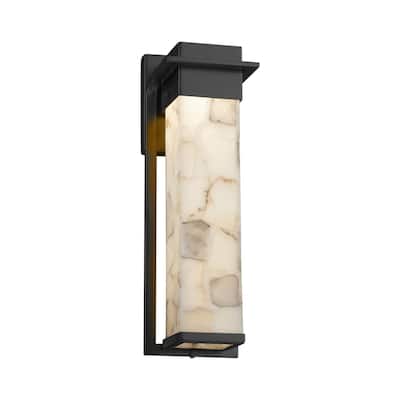 Justice Design Alabaster Rocks Pacific Matte Black Large Outdoor LED Wall Sconce