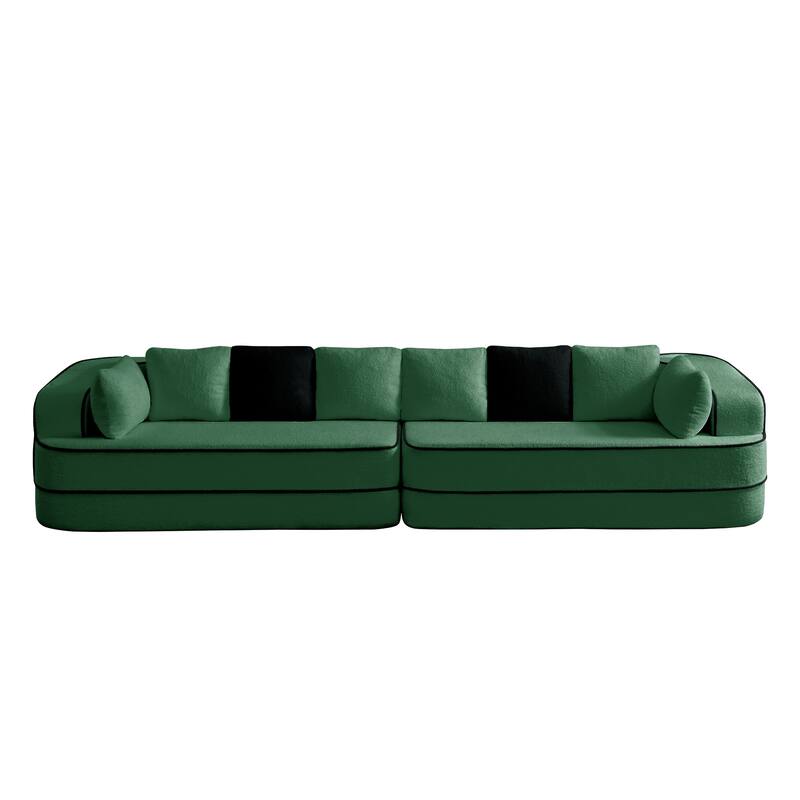 GDF Studio - Aubrey 135" Oversized Teddy Upholstered 4-Seat Boneless Sofa with Symmetrical Aesthetics (No Assembly Required)