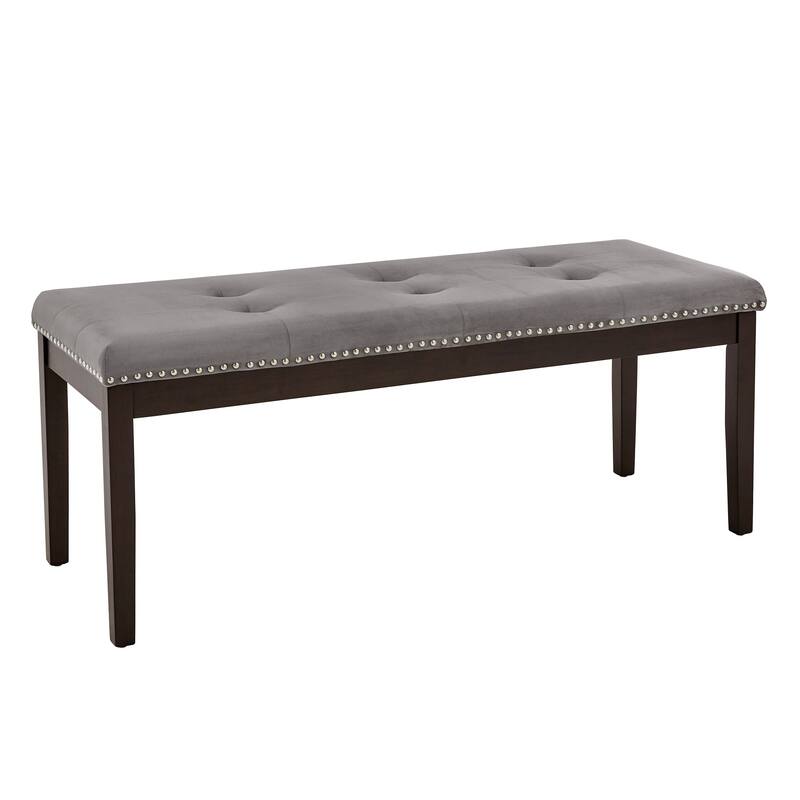 Balmforth Velvet Tufted Nailhead Bench by iNSPIRE Q Classic - Grey