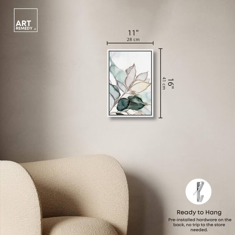 Pastel Leaves with Gold I Canvas by Art Remedy