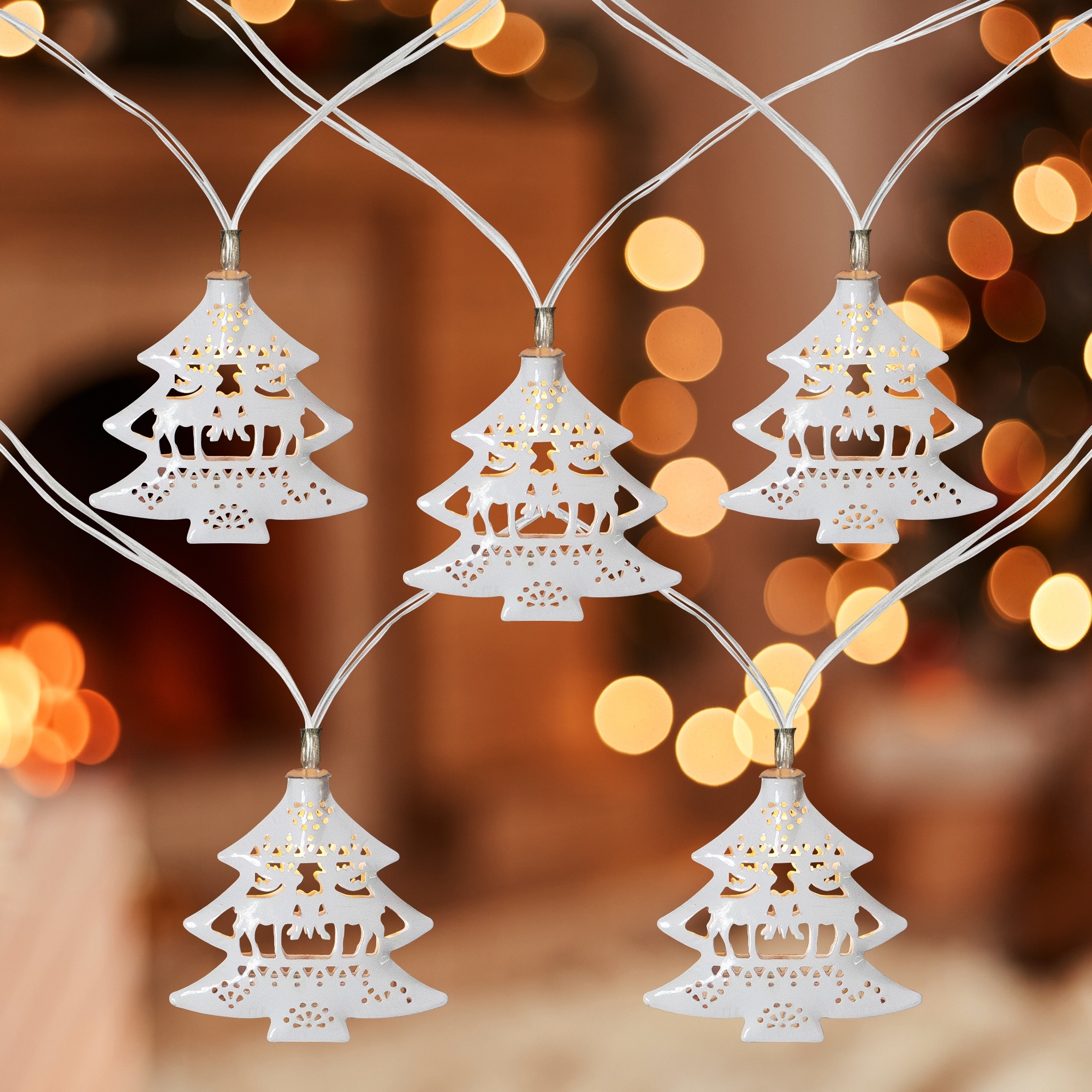 10 B/O LED Warm White Christmas Tree with Deer Lights - 3' Clear Wire