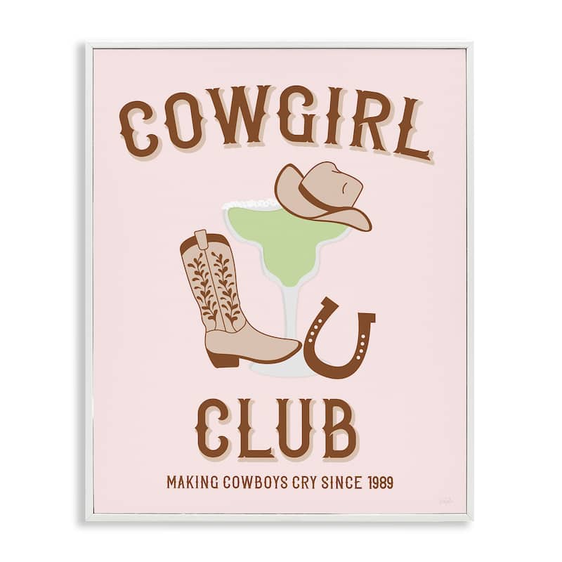 Stupell Cowgirl Club Accessories Framed Giclee Art Design By Natalie Carpentieri - 24 x 30 - White
