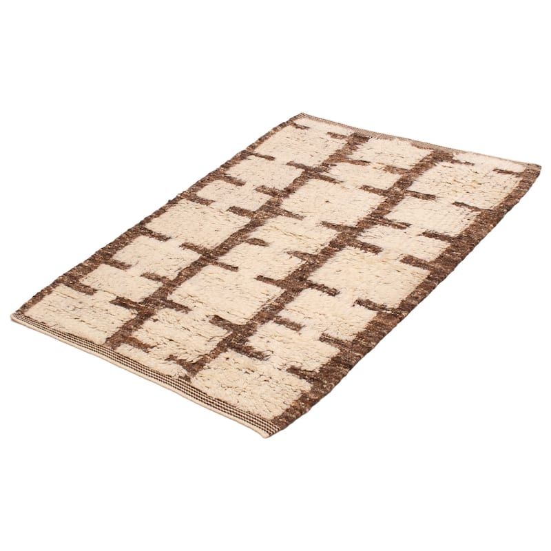 ECARPETGALLERY Hand-knotted Tangier Cream Wool Rug - 4'4 x 6'0