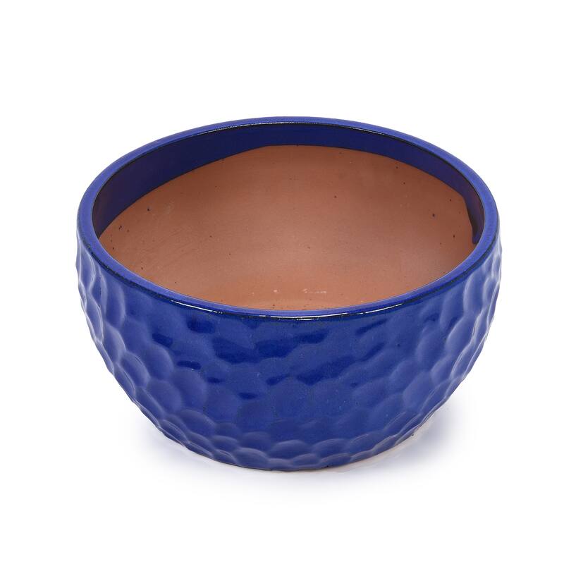 Anmytek Handmade Ceramic Planter Set of 3 with Hammered Texture