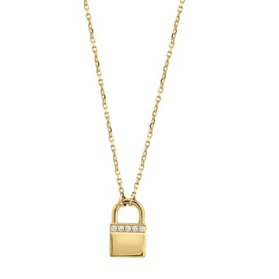 Effy Women's 14K Yellow Gold Diamond Lock Necklace