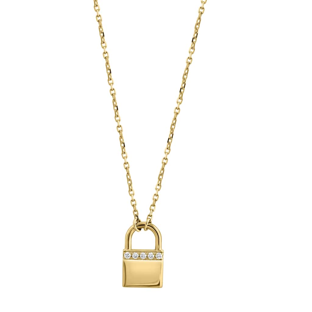 Effy Women's 14K Yellow Gold Diamond Lock Necklace