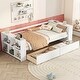 preview thumbnail 15 of 26, Daybed with Storage Shelves and 2 Drawers, Wood Sofa Bed Frame Storage Platform Bed for Kids Adults, No Box Spring Needed White - Twin