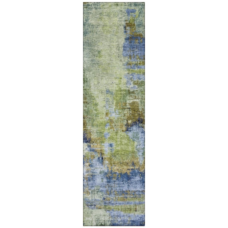 Machine Washable Indoor/ Outdoor Abstact Contemporary Chantille Rug