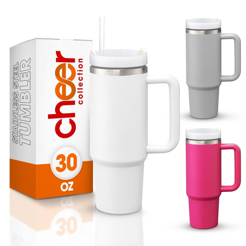 Cheer Collection Insulated Tumbler with Reusable Straw