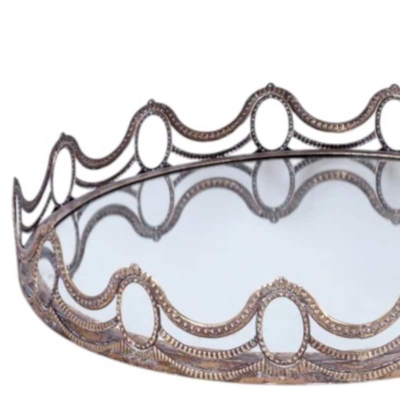 HomeRoots Set of Two Gold Round Ornate Framed Accent Mirrors - 19.50 in. x 19.50 in. x 3.50 in.