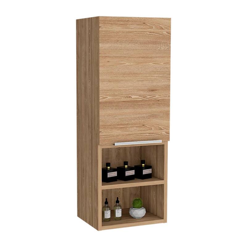 Hazelton Medicine Cabinet with Open and Interior Shelves, Light Gray Finish, 32.1" H x 11.8" W x 9.96" D