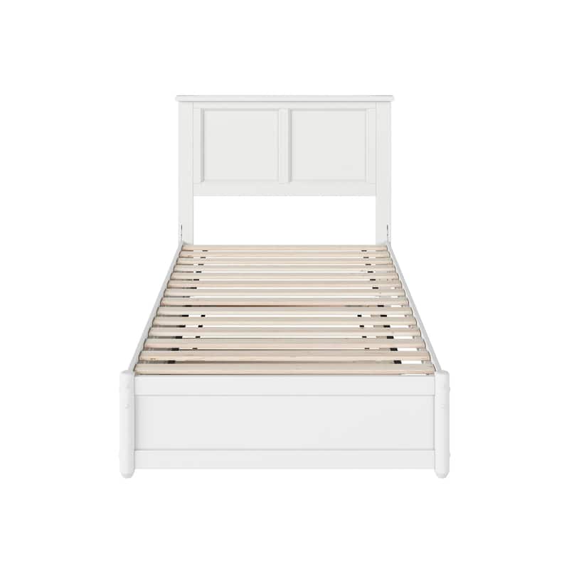 Felicity Twin Platform Bed with Panel Footboard & Twin Trundle in White