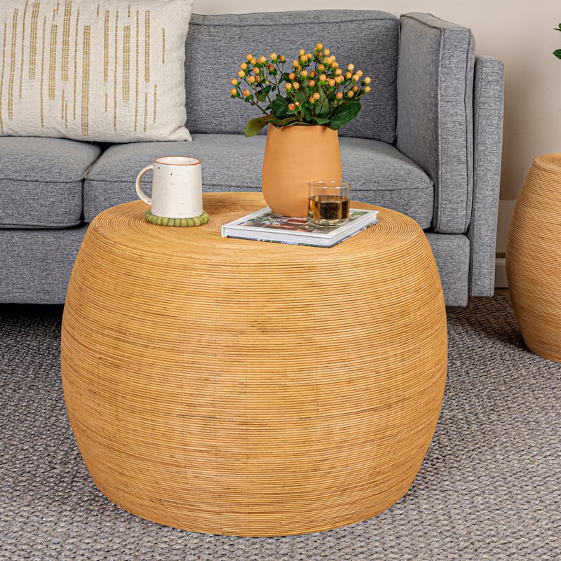Rattan Accent Table - 26.9"L x 26.9"W x 18.1"H - Natural