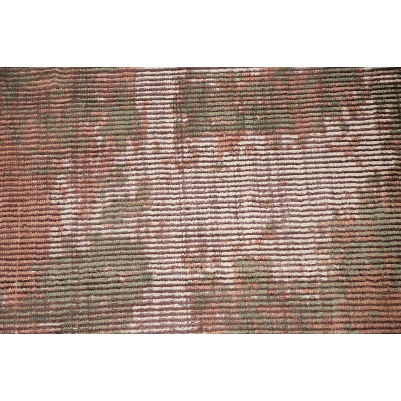 Hand Knotted Oriental Viscose Silk Carpet Modern Abstract Oranges & Rust Abstract Area Rug - 7' 10'' X 5' 11''