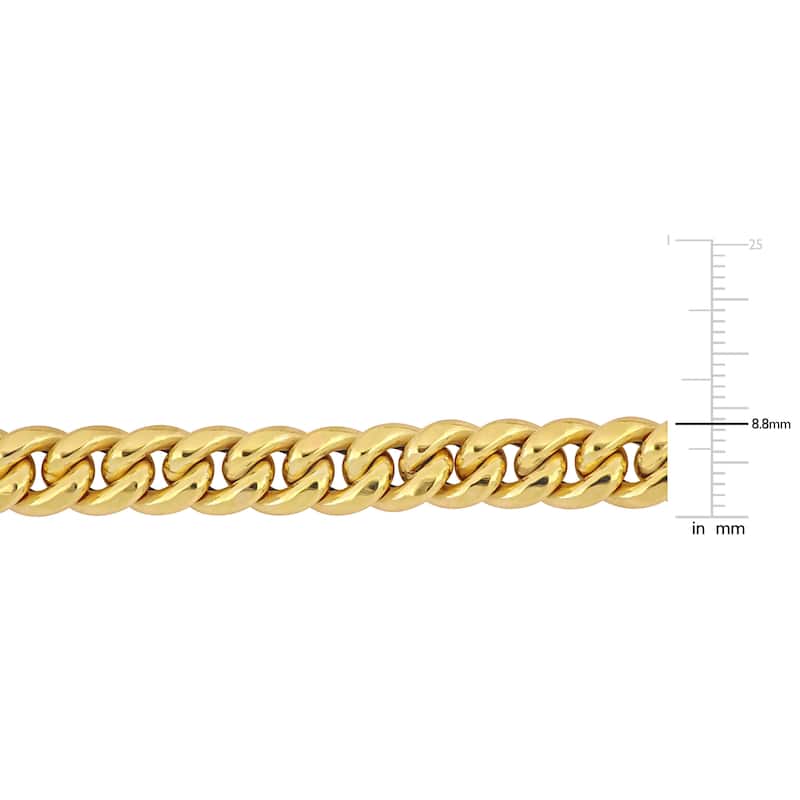 Miadora 8.8mm Curb Link Chain Necklace in 10k Yellow Gold- 24 in