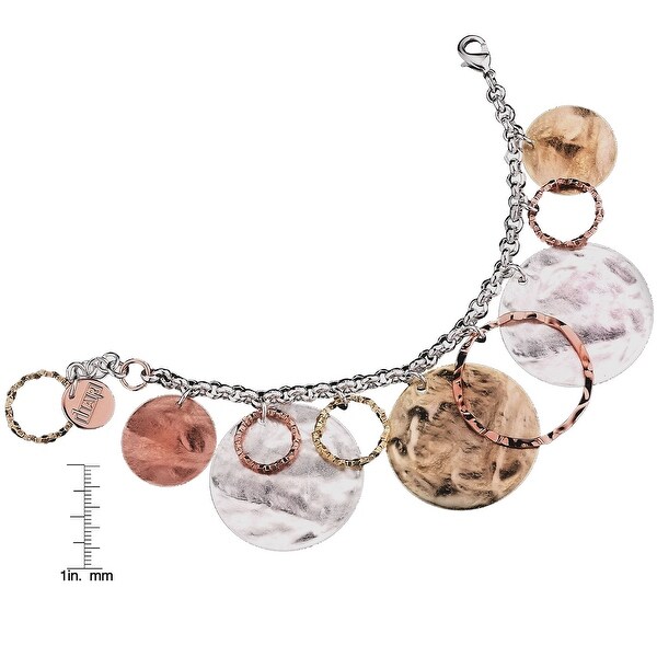 Isla Simone - Silver Electroplated Textured Circle Link Bracelet
