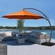 preview thumbnail 31 of 34, 10 ft.Aluminum Curvy Cantilever Offset Hanging Patio Umbrella With Sandbag Base Orange