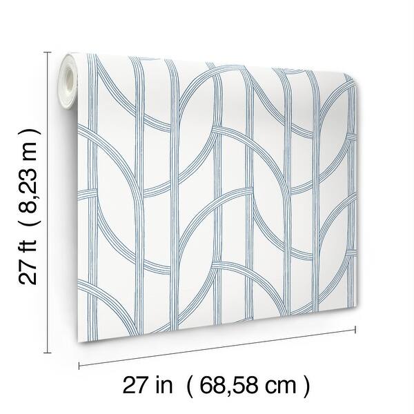 A-Street Prints Salvo Navy Curved Contours Wallpaper