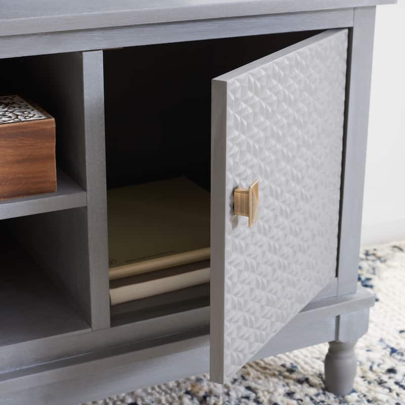 SAFAVIEH Halton 2 Door 1 Shelf Media Stand - 47" W x 16" D x 20" H - White Wash Grey