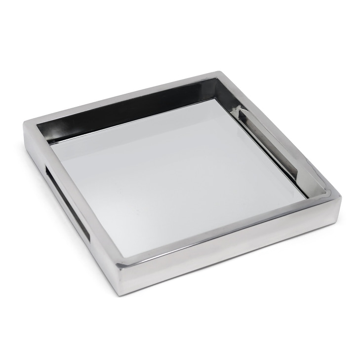 Large Square Mirror Tray with Handles, Available in 3 Colors and Sizes