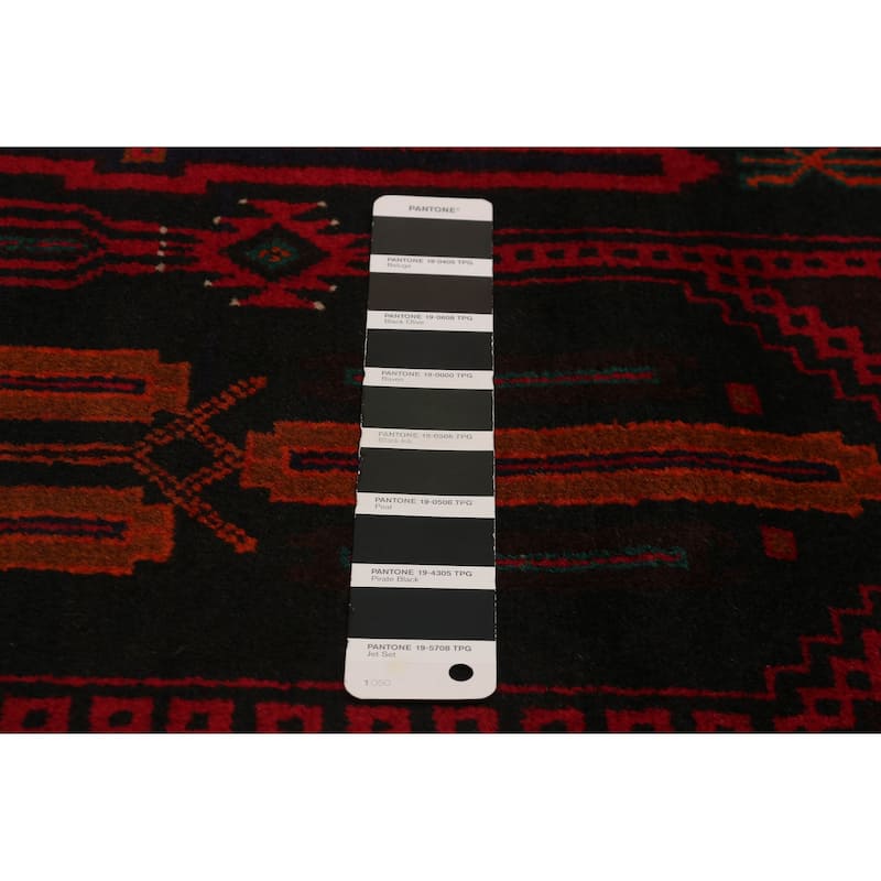 Teimani Black, Red Rug 3'10" x 7'5" - 3'10 x 7'5