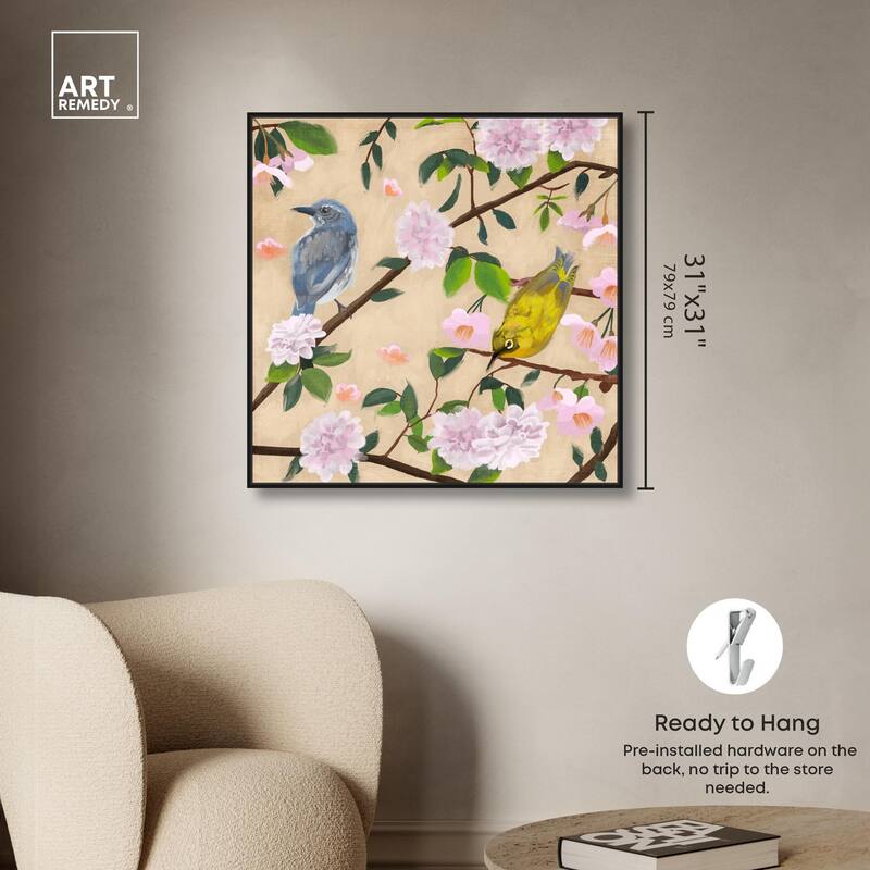 Birds Cuddle Canvas by Art Remedy