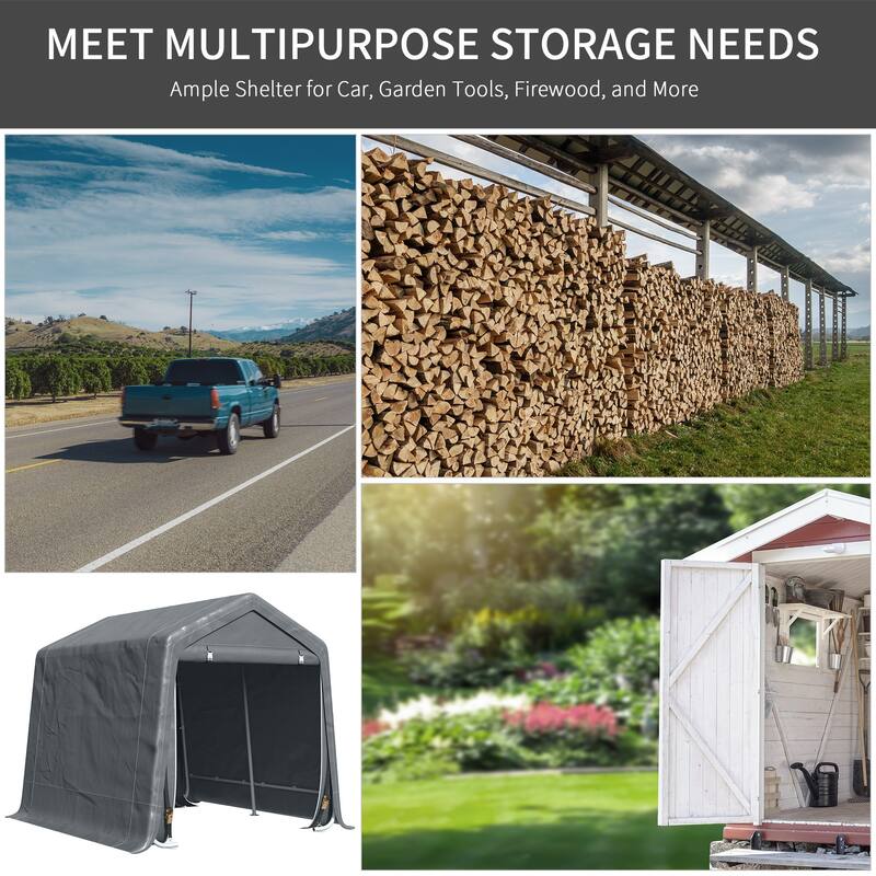 Outsunny 9.2' x 7.9' Garden Storage Tent, Heavy Duty Bike Shed, Patio Storage Shelter w/ Metal Frame and Double Zipper Doors