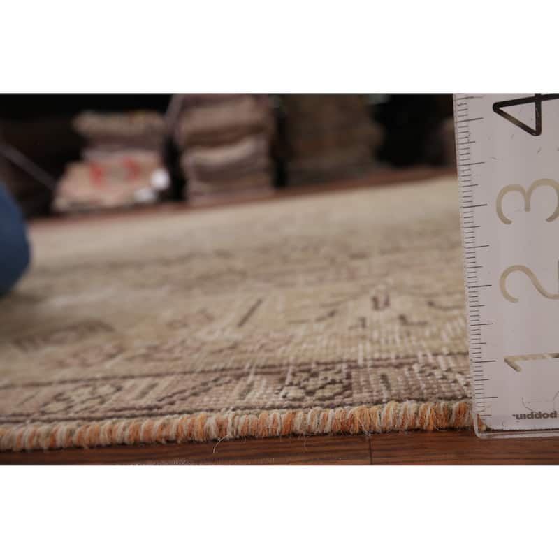 Distressed Tabriz Vintage Persian Area Rug Hand-Knotted Wool Carpet - 6'4" x 9'6"
