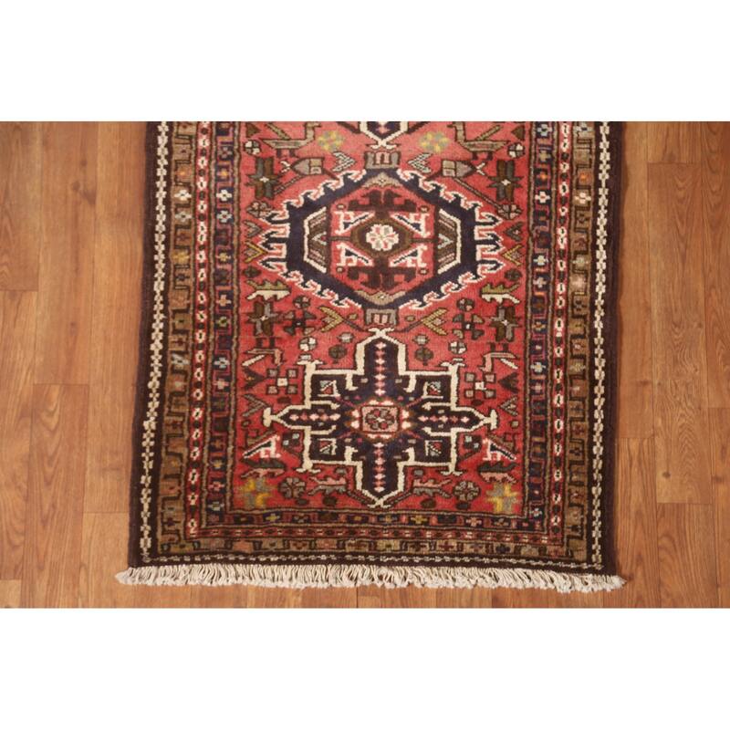 Tribal / Geometric Gharajeh Persian Runner Rug Handmade Wool Carpet - 2'5" x 9'6"