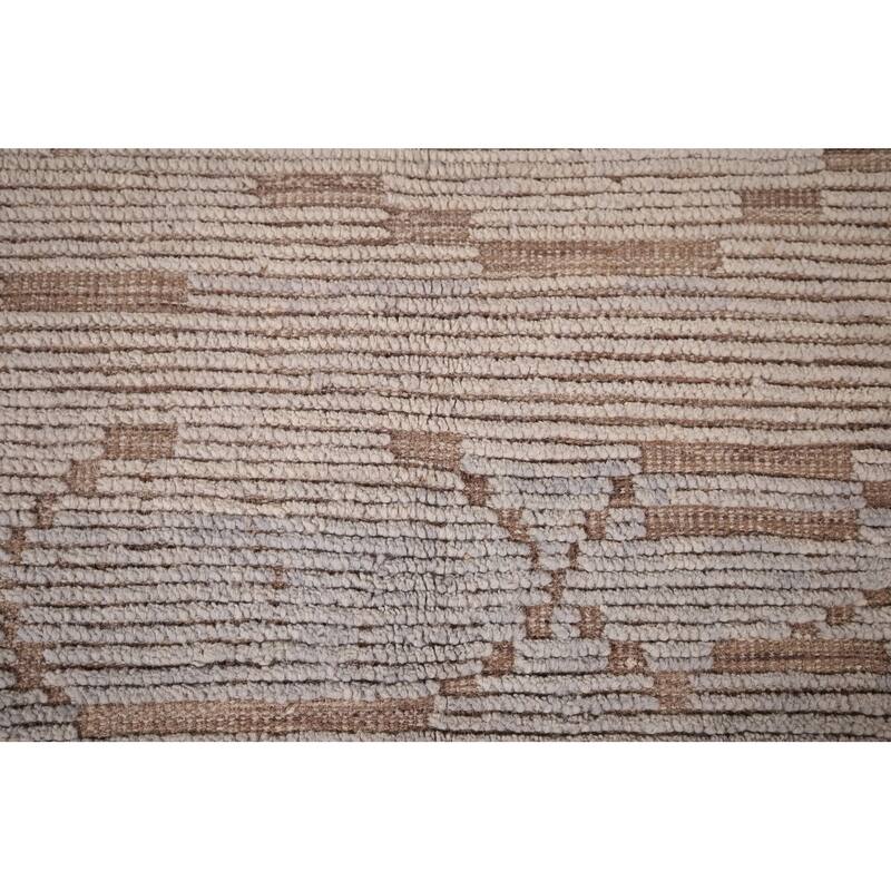 All-Over Striped Moroccan Modern Area Rug Handmade Wool Carpet - 8'0"x 12'1"