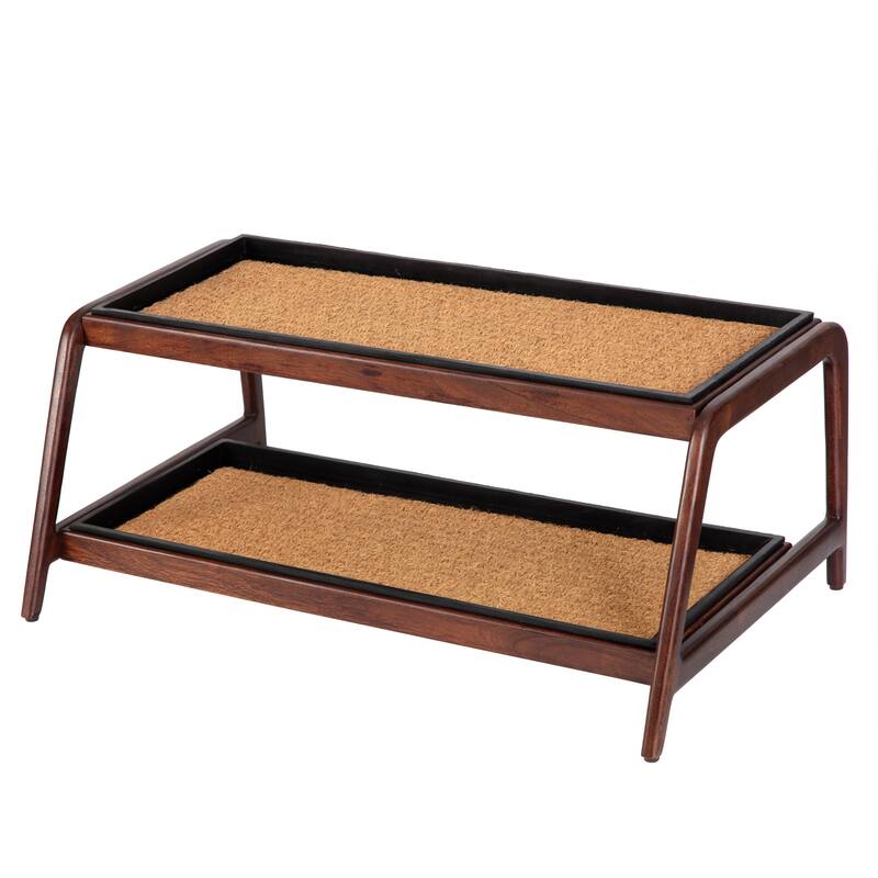 Jani Double-Tier Brown Stand 3-Pair Rubber Boot Trays - Smoked Oak