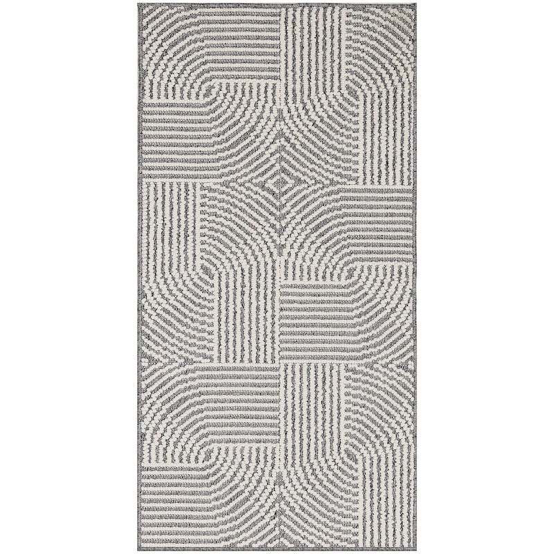Nourison Textured Home Indoor only Geometric Area Rug - 2' 2" x 3' 9" - Charcoal/Ivory